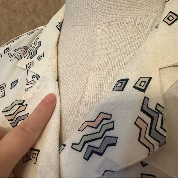 VTG 80s Retro Pastel Abstract Accordion Pleated Midi Maxi Skirt and Shirt Set - Picture 2 of 15